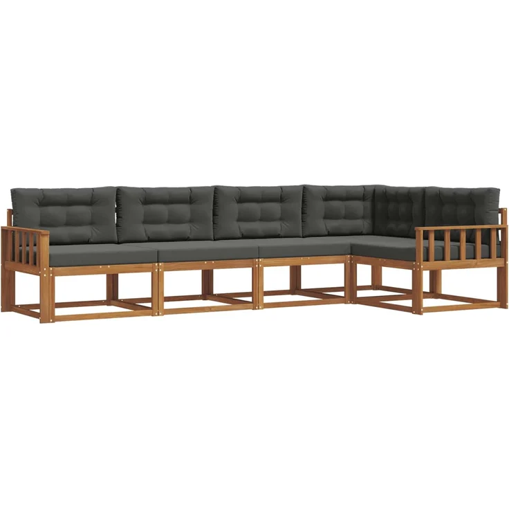 vidaXL Outdoor-Sofagarnitur 5 stk. 5-Sitzer Natur und Anthrazit 3367575 – Bild 2