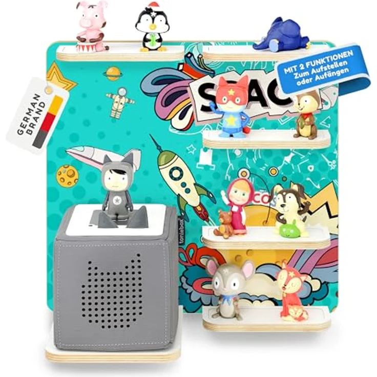 stadtecken Holzregal für Musikbox – Passend für Toniebox & ca. 40 Tonies | Perfekte Aufbewahrung fürs Kinderzimmer | Zum Aufhängen | Erweiterbar (Weltall) – Bild 2