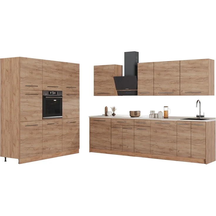 Küchenzeile Fame-Line Goldkraft Eiche/Goldkraft Eiche 460 cm, AP Anthrazit Vicco – Bild 4