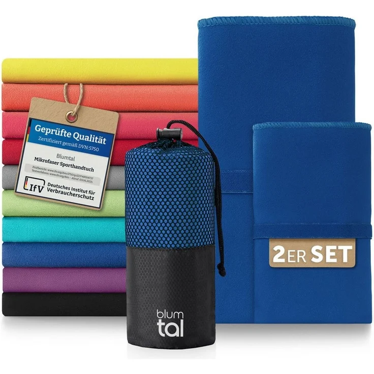 Blumtal Sporthandtuch Mikrofaser Handtücher Set, Mikrofaser (2-St), Ultra leicht, kompakt & schnelltrocknend – Bild 1