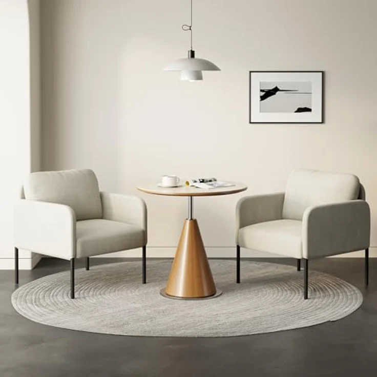COLAMY Gepolsterter Ohrensessel 2er Set aus Samt – Moderner Lounge-Sessel mit weicher Rückenlehne, Komfortabler Sessel für Wohnzimmer, Schlafzimmer, Apartment & Leseecke, Beige – Bild 2
