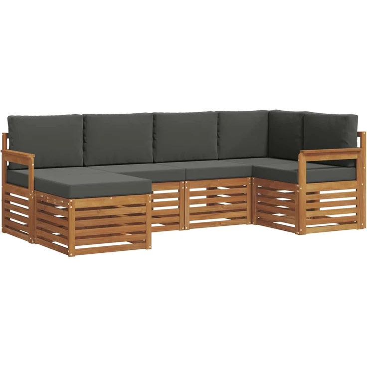 vidaXL Outdoor-Sofagarnitur 6 stk. 5-Sitzer Natur und Anthrazit 3375077 – Bild 2