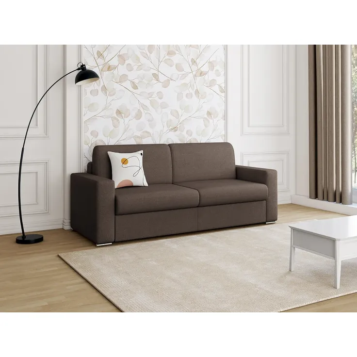 Schlafsofa 4-Sitzer Stoff CALITO - Braun - Liegefläche: 160 cm - Matratzenhöhe: 14 cm