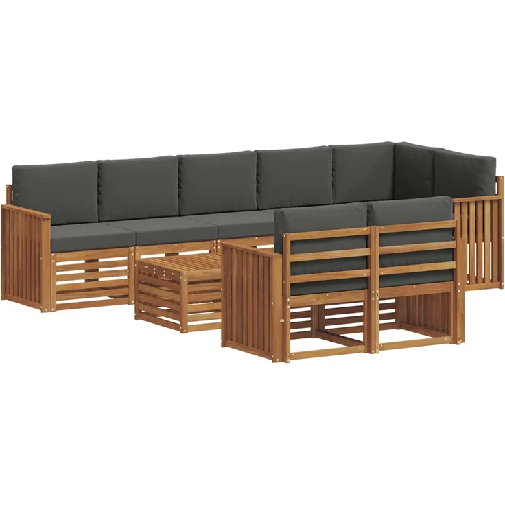 vidaXL Outdoor-Sofagarnitur 9 stk. 8-Sitzer Natur und Anthrazit 3375047 – Bild 2