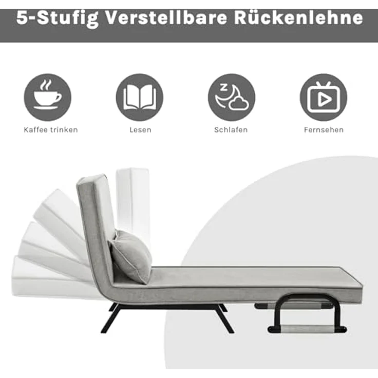 Woltu Schlafsofa, 1 Teile, Schlafsessel 3 in 1, mit Bettfunktion, Sofabett Gästebett – Bild 5