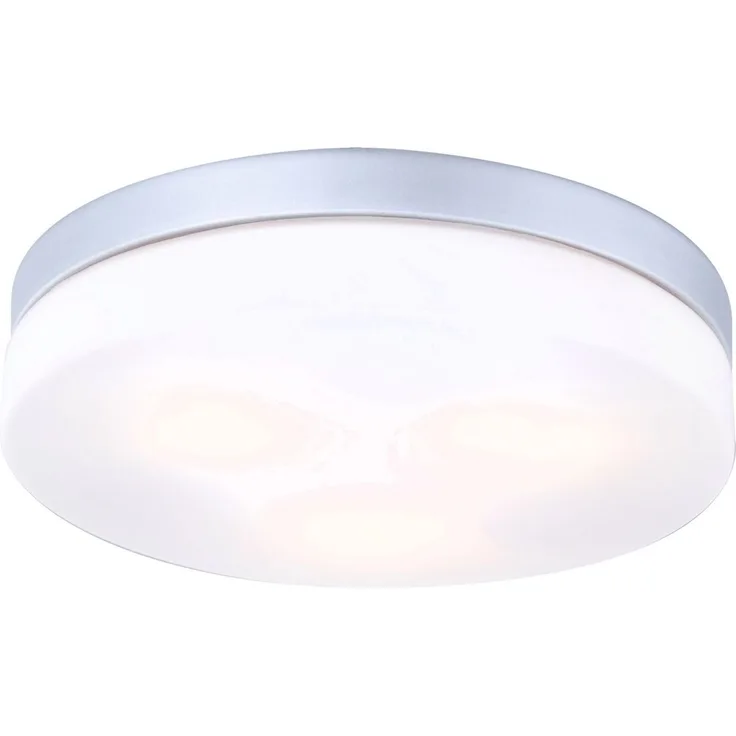Deckenleuchte, IP44, Glas, opal, silber, D 30cm