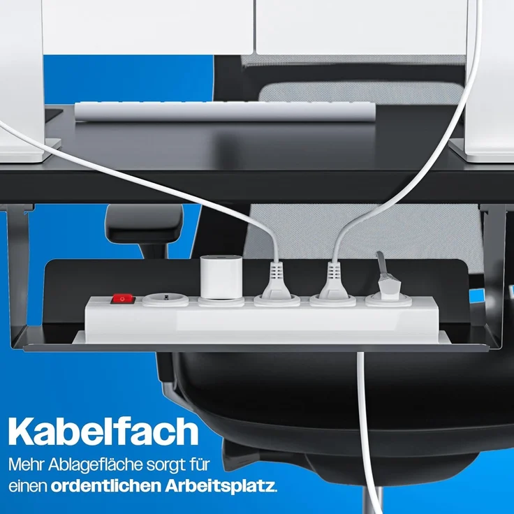 KESSER® Höhenverstellbarer Schreibtisch elektrisch | Ergonomisch Steh-Sitz Schreibtisch | 3-Funktions-Memory Steuerung | Inkl. 360° Rollen & USB-Ladeanschluss | Computertisch für Homeoffice Schwarz, 180 x 80 cm – Bild 9