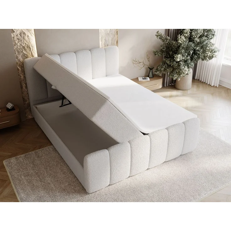GRAINGOLD Cloud Boxspringbett 180x200, Bett mit Bettkasten, Bouclé-Stoff, mit Kopfteil, Grau – Bild 5