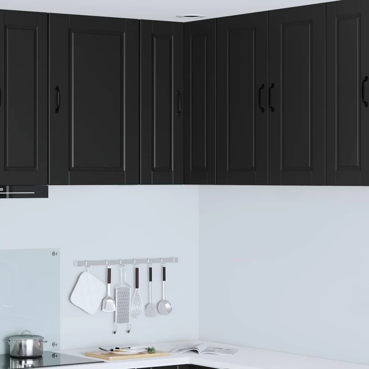 vidaXL Wand-Eckschrank PORTO Schwarz 57 x 57 x 80 cm Holzwerkstoff 885426 – Bild 1
