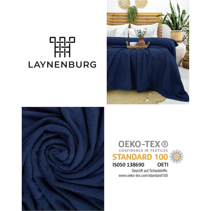 Wohndecke LAYNENBURG Frotteedecke Baumwolle 150x200 cm – Sommer & Sofa, Laynenburg, Baumwolldecke als Sommer, Bett-Überwurf, Couch-Überwurf, Sofa-Decke – Bild 8