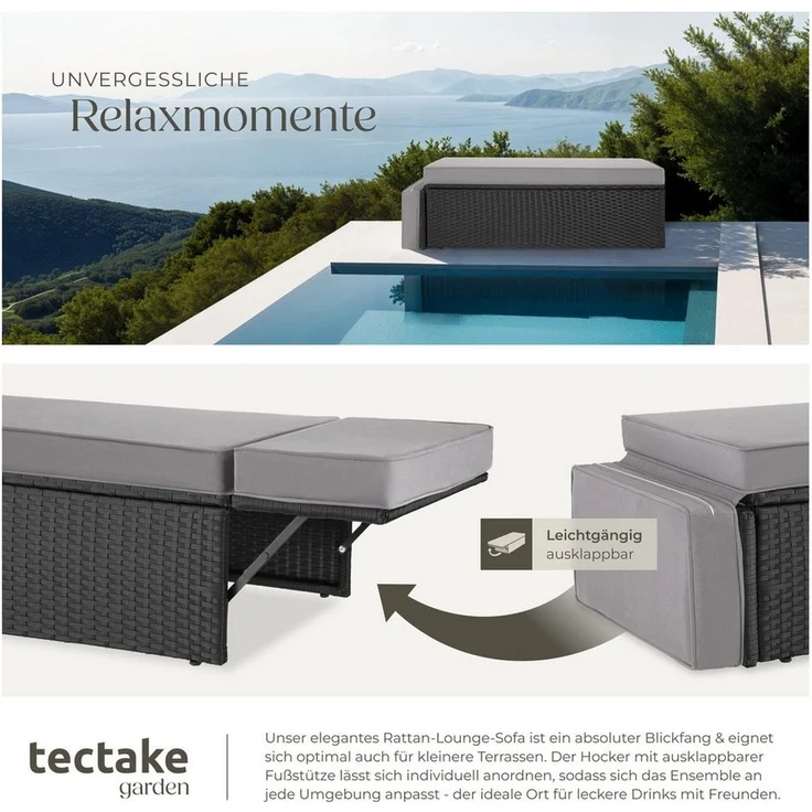 tectake Loungeset Rattan Lounge, (Set, 2-tlg), 2-Sitzer – Bild 3