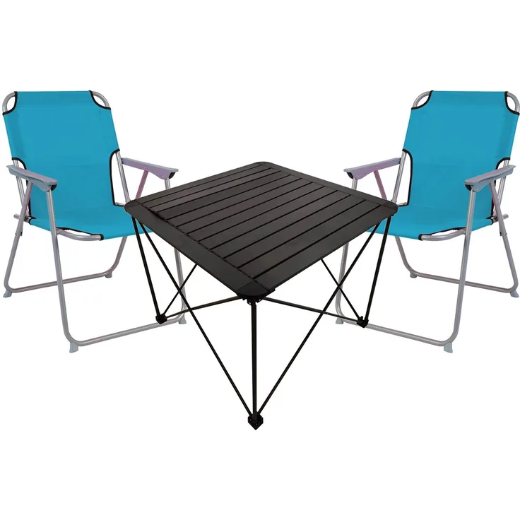 3teiliges Campingmöbel Set Campingtisch Campingstuhl L70xB70xH56cm