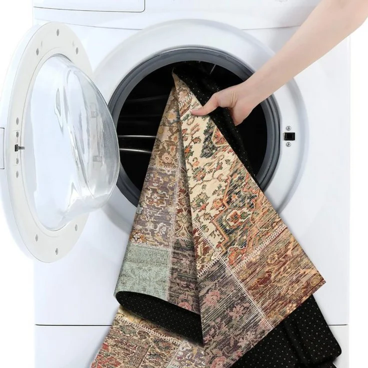 Bamyum Teppich Nadine Teppich mit Chenille-Druck, Waschbarer, Antibakteriell Teppich, Höhe: 80 mm, Einzelstück – Bild 4