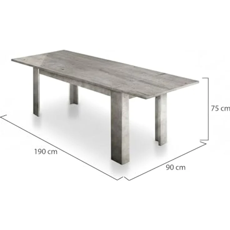 Dmora - Ausziehbarer Tisch Nanni, ausziehbare Konsole für bis zu 10 Sitzplätze, ausziehbare Konsole 100 % Made in Italy, 140/190 x 90 x 75 cm, grauer Marmor – Bild 7
