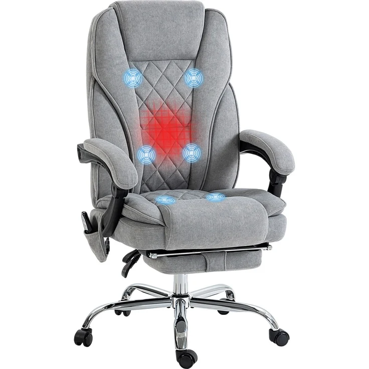 MELAYR, Ergonomischer Bürostuhl mit Massagefunktion, Fußstütze, drehbar, rollbar, Grau, 72 x 67 x 119 cm – Bild 1