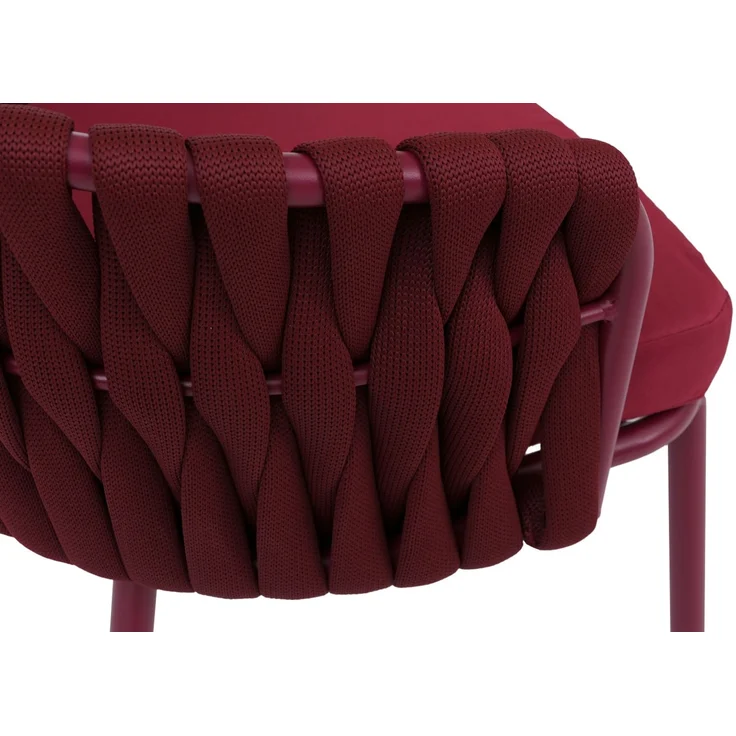 2er-Set Aluminium-Esszimmerstuhl HWC-P89, Indoor Stuhl Armlehne, Stoff/Textil (180 g/m²) Seilgeflecht Rope ~ bordeaux – Bild 5