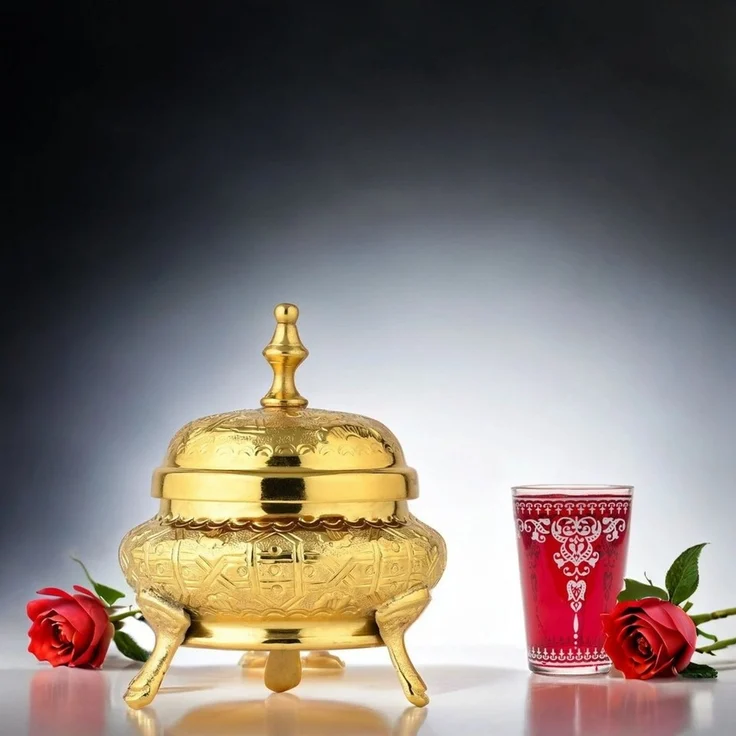 Marrakesch Orient & Mediterran Interior Zuckerdose Orientalische Deko Zuckerdose Tischdeko Dose Bonboniere Nabih Gold, Aluminium, Metall, (1-tlg), Handarbeit – Bild 2