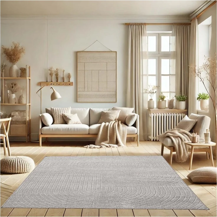 TaraCarpet Teppich TaraCarpet Zen Modern fürs Wohnzimmer Schlafzimmer und Outdoorteppich, rechteckig, Höhe: 5 mm, In&Outdoor Teppich hoch-tief 3D grau Wohnzimmer Schlafzimmer 120x170 – Bild 2