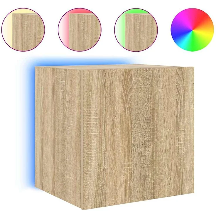 TV-Wandschrank, Fernsehschrank mit LED-Leuchten Sonoma-Eiche 40,5x35x40 cm – Bild 2