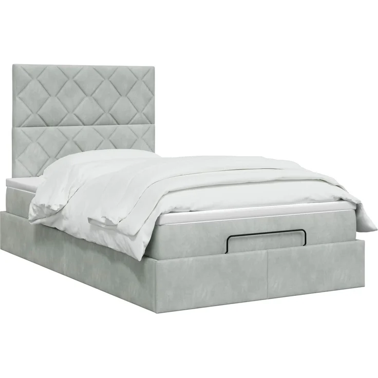 vidaXL Ottoman Bett mit Matratze Hellgrau 120 x 200 cm Samt 3457785 – Bild 2