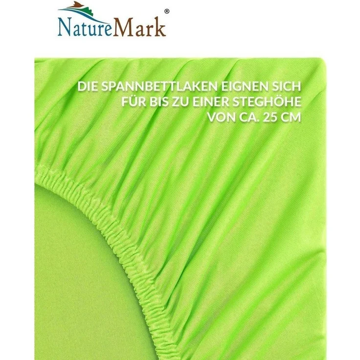 NatureMark - Mikrofaser SPANNBETTLAKEN zum Sparpreis! viele Größen und Farben Markenware (120x200 cm, Apfel grün) – Bild 3