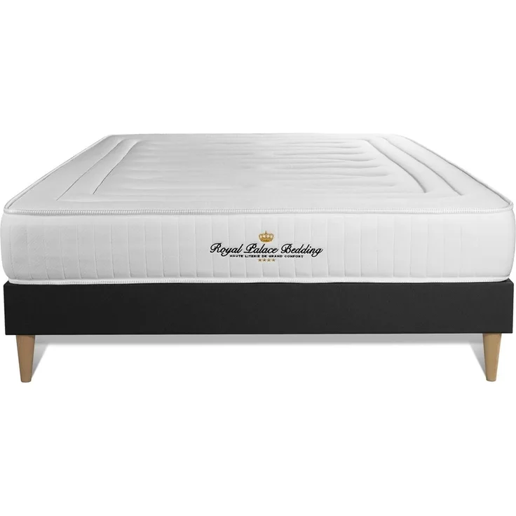 LANCASTER Matratze 180x200 cm + Bettgestell mit Lattenrost, H4, Taschenfedern und Memory-Schaum, Höhe: 22 cm, H4, Schwarz