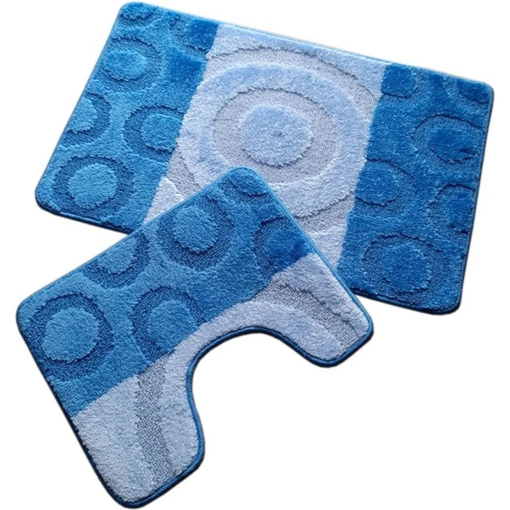 oKu-Tex Badematte Badgarnitur 2-teilig mit Ausschnitt, weich & rutschfest, fußbodenheizungsgeeignet, strapazierfähig, Polypropylen, WC-Vorleger Set mit Ausschnitt, weicher Flor, waschbar, flauschig – Bild 5