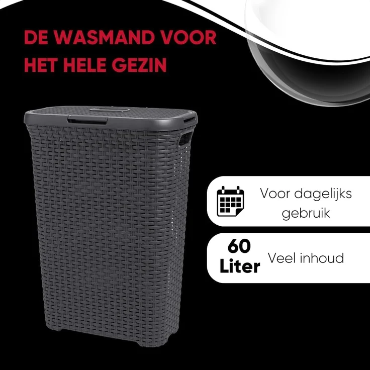 Curver Wäschekorb, Wäschekorb Natural Style 60L – Bild 3