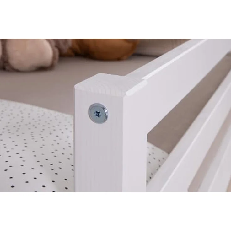 Ticaa Kinderbett, Neo Hausbett Bodenbett mit Rausfallschutz 150kg, inkl. Lattenrost & abnehmbarem Rausfallschutz, 90x200, Weiß – Bild 7