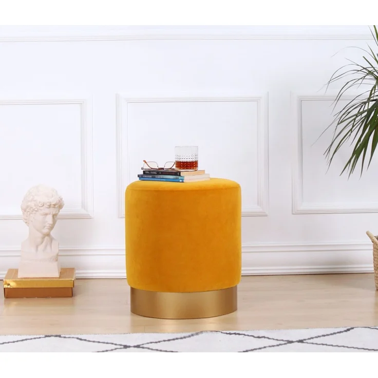 Hanah Home 'Memfis - Mustard' Pouffe, Senf, 40 x 45 x 40 cm – Bild 2
