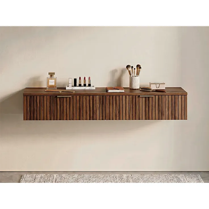 Vente-unique - FRALYN Büromöbel Holz, Platte Braun - B 45 cm x H 20 cm x L 110 cm