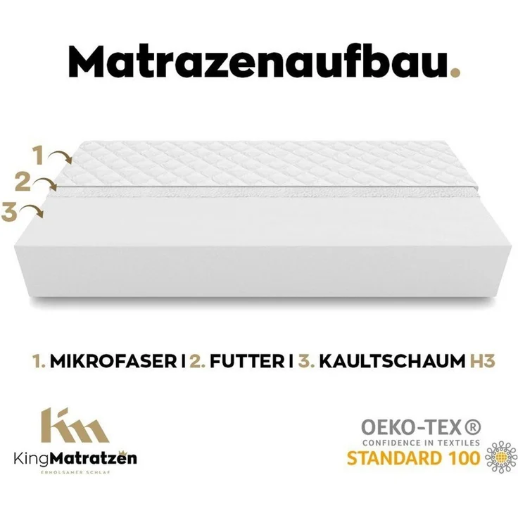 Kindermatratze 70 x 140 x 10 cm aus hochwertigen Kaltschaum, KingMatratzen, 10 cm hoch, Rollmatratze mit waschbarem Bezug – Bild 4