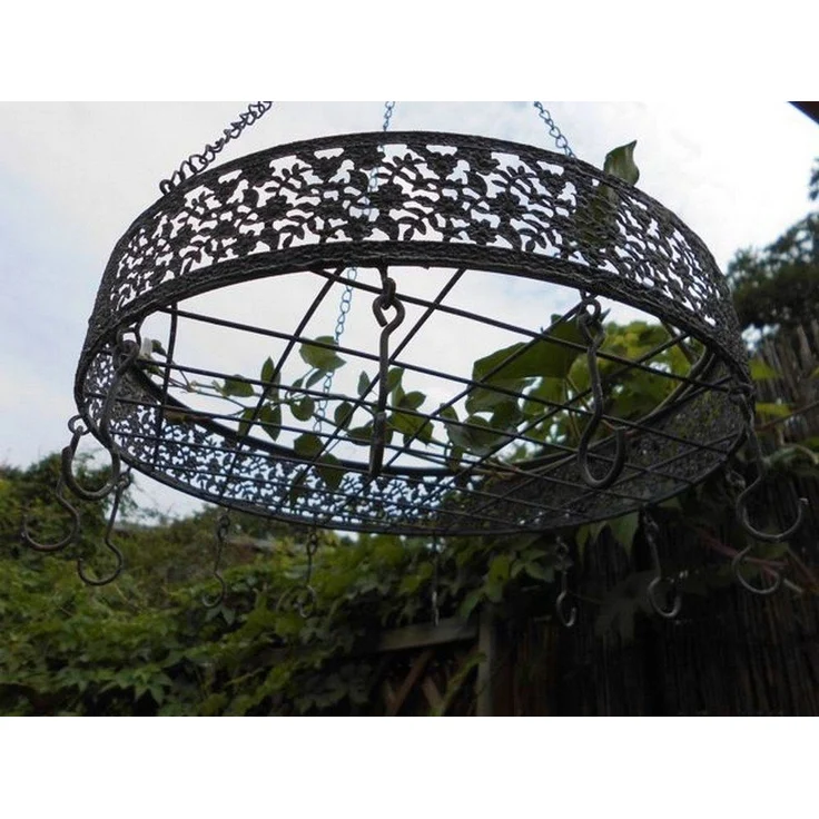 Deko-Impression Hängekorb Runder Küchenhänger Hängeregal Hängetablett Eisen silbergrau- antik (1 St) – Bild 2