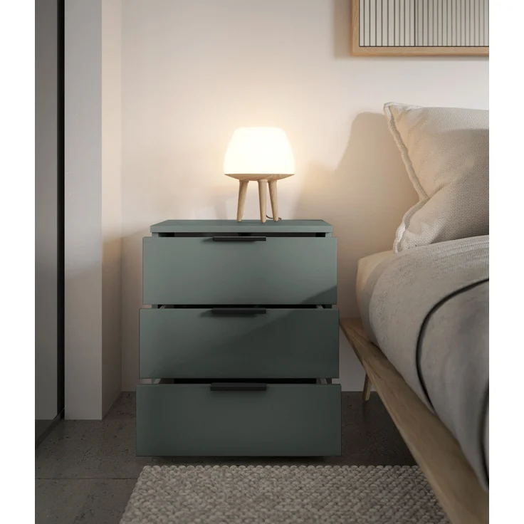 Nachtkommode >Linz< 3 Schübe, auch für Boxspringbetten, in Salbei - 45x50x40cm (BxHxT) – Bild 8
