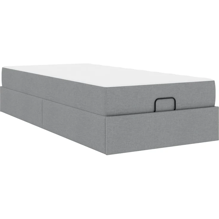 vidaXL Bettgestell mit Matratze mit Matratze 2 pcs Hellgrau Stoff 3399452 – Bild 1