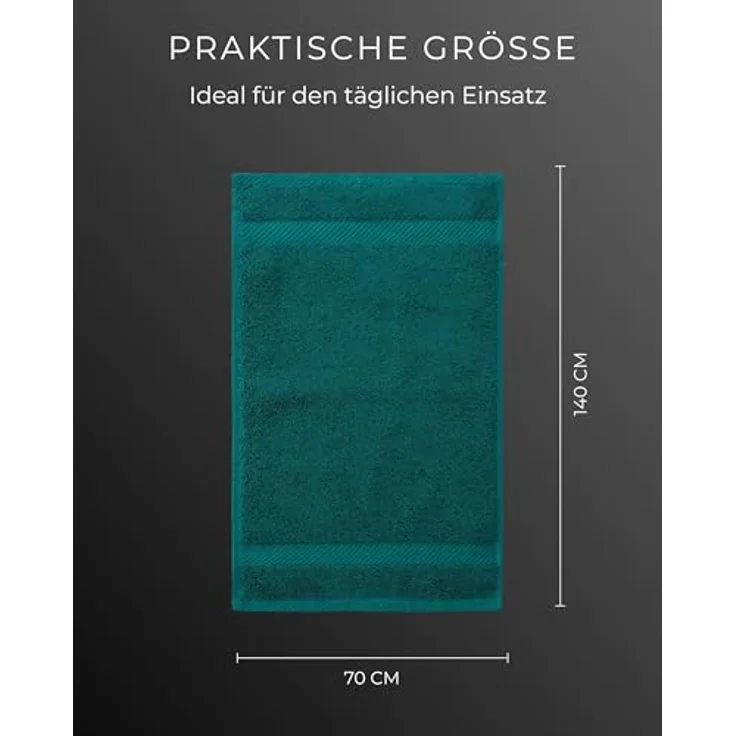 Luckytowel Duschtuch Set 70x140 cm, Oeko-TEX Badetücher aus 100% Baumwolle mit 600 g/m², flauschig und saugstark, 10er Pack Petrol – Bild 4