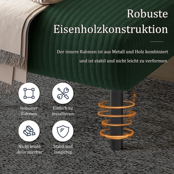 LVHOM Sessel mit Seitentaschen, Relaxsessel Cordstoff, Polstersessel Lehnstuhl Wohnzimmersessel mit Metallbeine – Bild 9