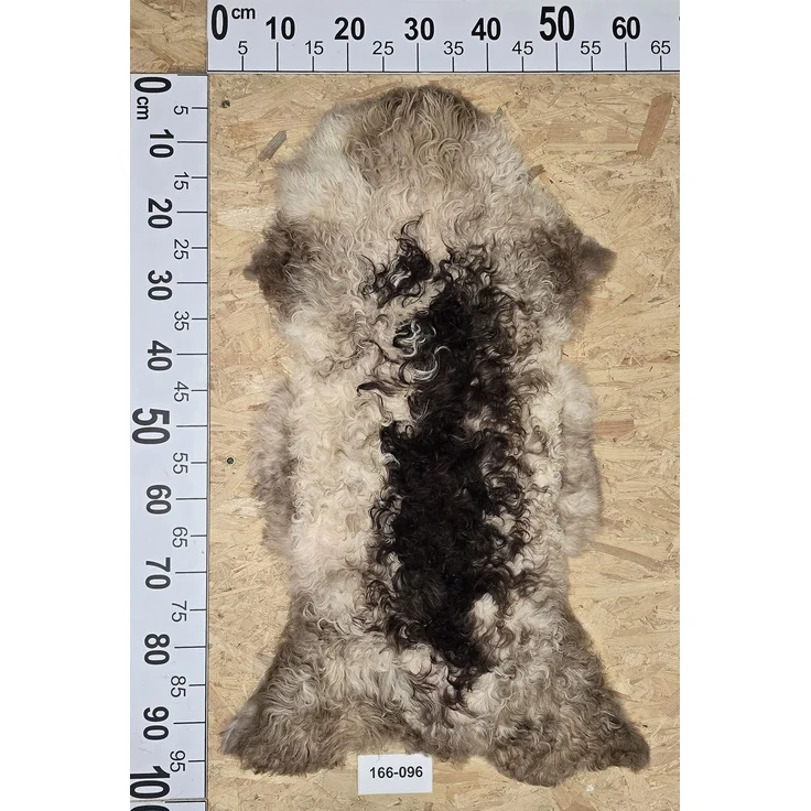 Echtes Schaffell, öko-gegerbt, Cremeweiß-Dunkelbraun, ca. 97 cm, Lockenflor – Bild 2