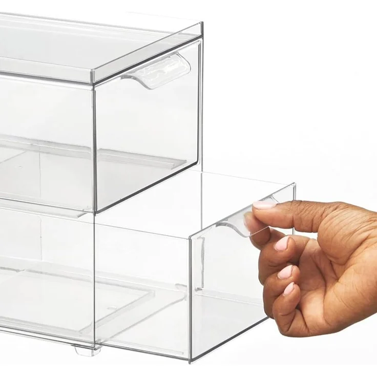 mDesign Aufbewahrungsbox Organizer Schublade Stapelbox Kunststoff Transparent – Bild 5