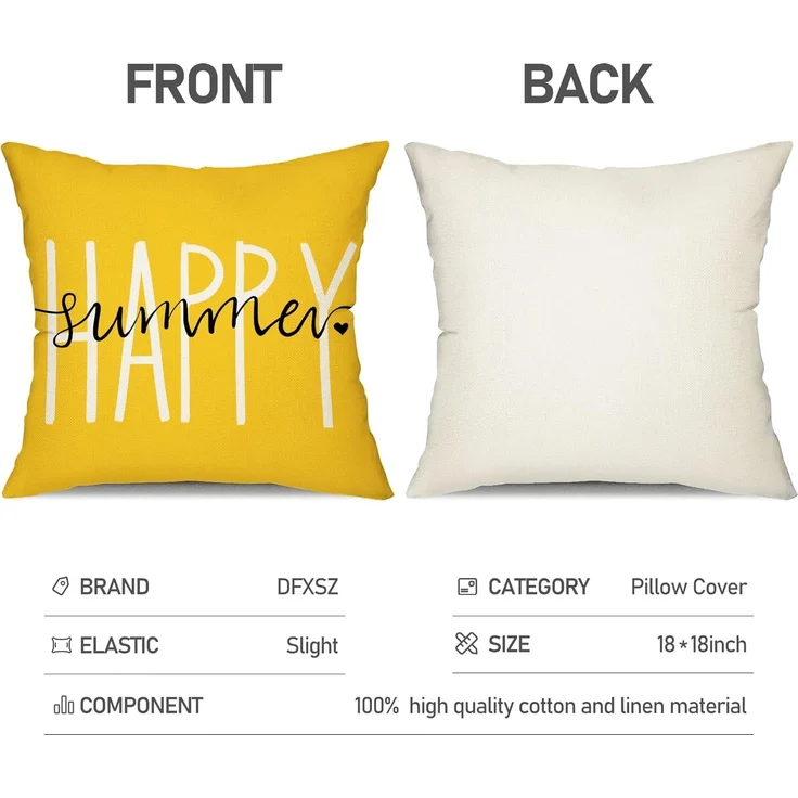Sommer Kissenbezüge 45×45 cm 4er-Set Gelbe Gänseblümchen, “Hello Sunshine”, Outdoor Sofa Deko – Bild 6