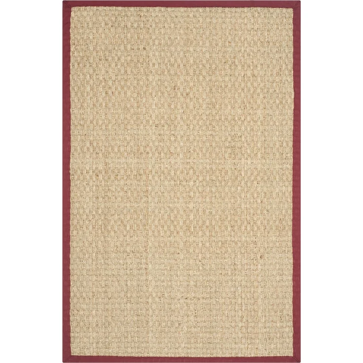 Safavieh Naturfaser Teppich für Wohnzimmer, Esszimmer, Schlafzimmer - Natural Fiber Collection, Kurzer Flor, Burgunderrot, 76x122 cm