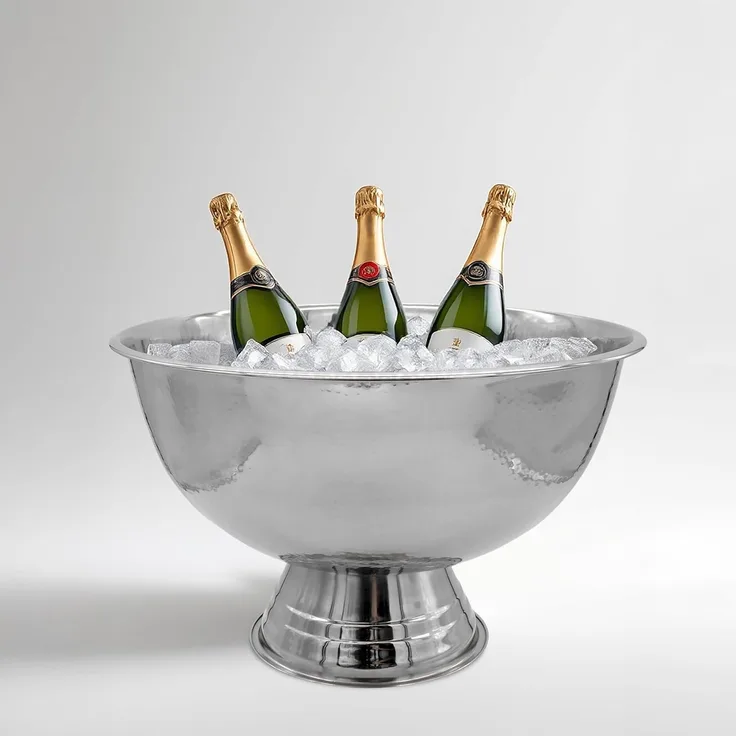 Spetebo Wein- und Sektkühler Edelstahl Champagnerschale Sektkühler - Ø 40 cm, gehämmert