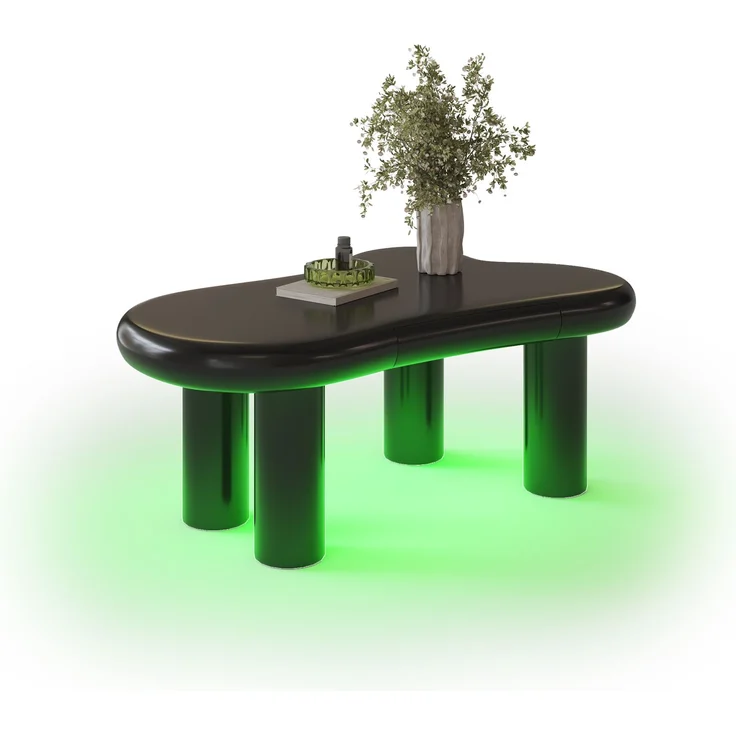 Couchtisch 98x65,5x40 cm, Schwarz modernes wolkenförmiges Design mit Schublade & LED-Beleuchtung – Bild 10