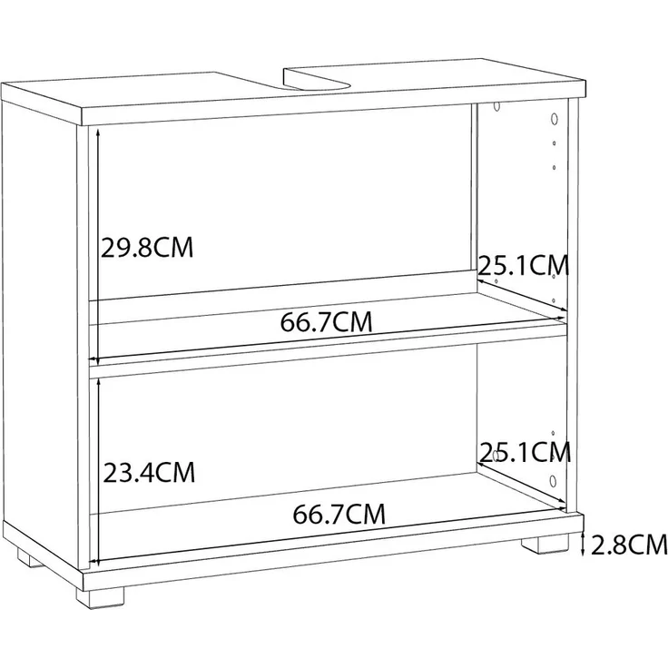 Waschbeckenunterschrank >CHAMP< 2 Türen, Betonoptik Dunkelgrau / Weiss Glanz - 69,9x62x28,9cm (B/H/T) – Bild 4