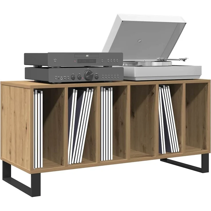 vidaXL Schallplattenschrank mit Regal Artisan-Eiche 100 x 38 x 48 cm 862906 – Bild 2