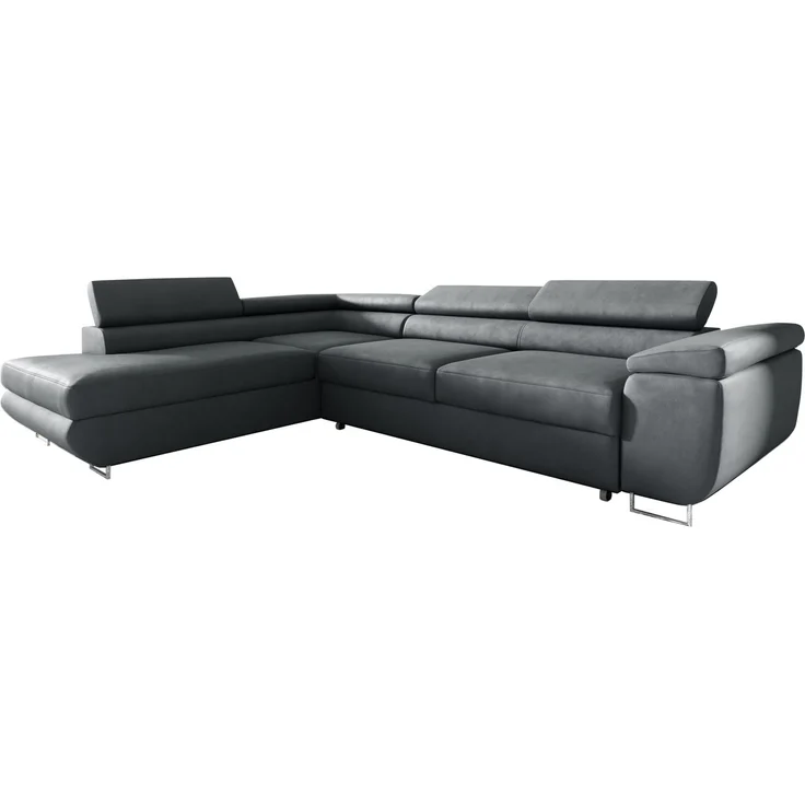 Ecksofa in L-Form AVESTA, L-förmige Eckcouch mit Schlaffunktion, ausziehbares Sofa, 1 Bettzeugbehälter, verstellbare Kopfstützen, (Monolith 92), 72x201 cm – Bild 1