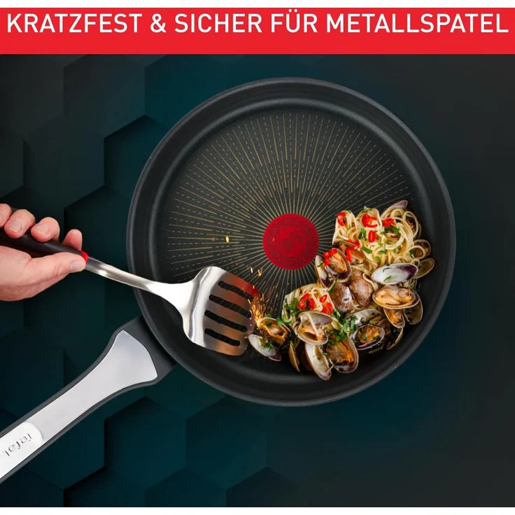 Tefal G25919 Unlimited On Wokpfanne | 28 cm | mit kratzfester Titanium Antihaft-Beschichtung | Thermo-Signal | PFOA-frei | geeignet für alle Herdarten, auch für Induktionsherde | schwarz – Bild 3