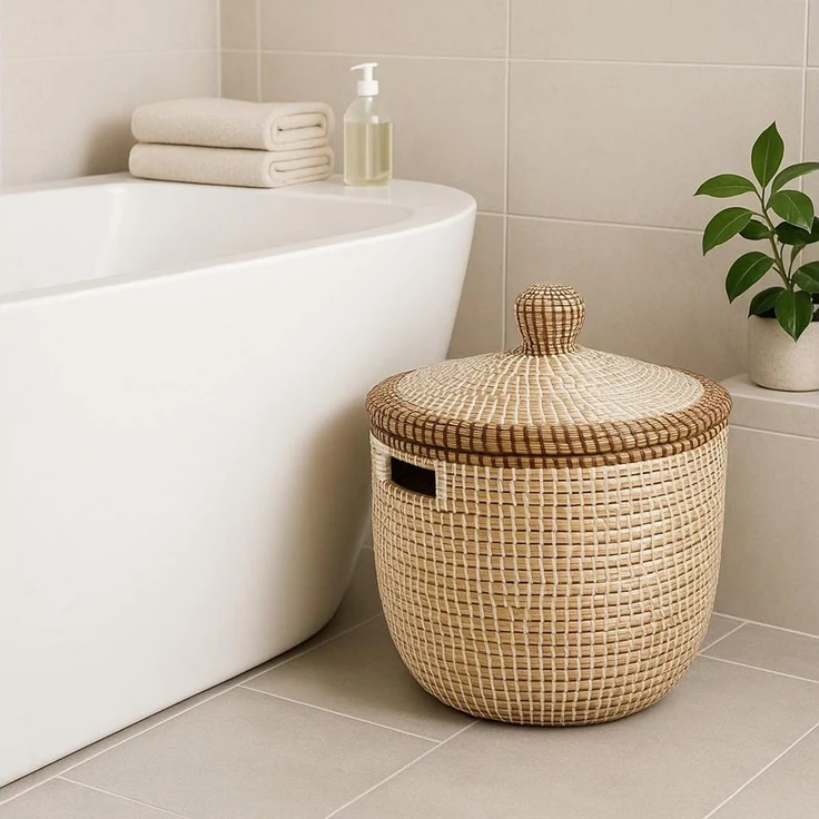 Kobolo Aufbewahrungskorb Schlangenkorb Korb TAIPAN aus Seegras inkl. Deckel (Stück, 1 St, Stück), Korb mit Deckel – Bild 1