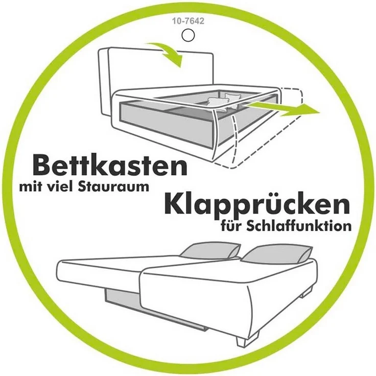 Jockenhöfer Gruppe Wohnlandschaft Orlando U-Form, mit Federkern, Bettfunktion und Bettkasten, inklusive 2 Kopfstützen – Bild 3