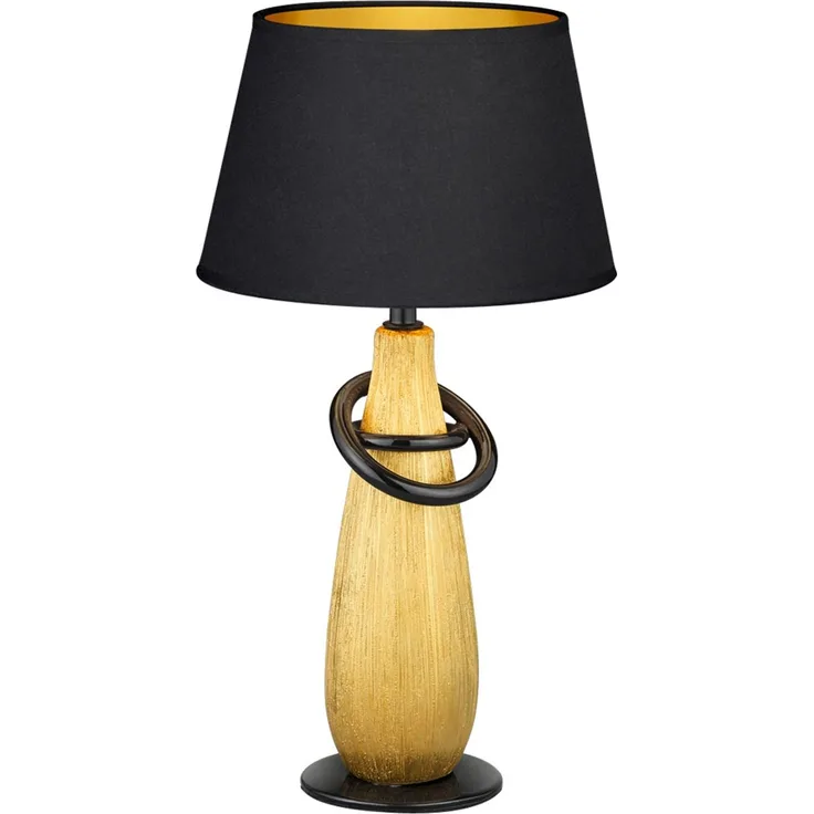 Tischleuchte, Gold, Keramik, Stoff schwarz, H 38 cm